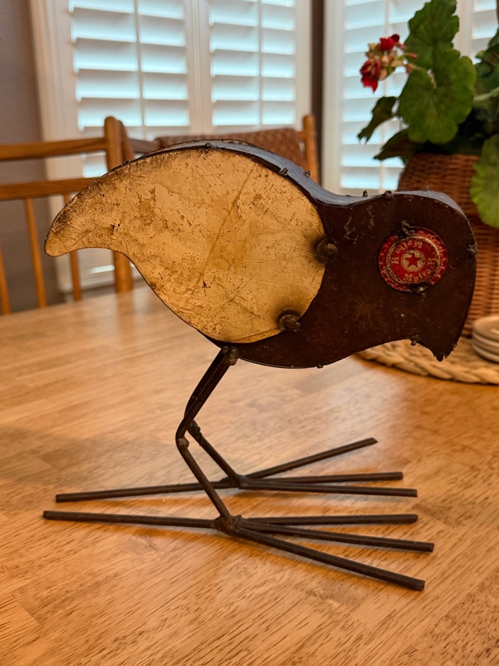 Rustic Metal Bird Sculpture
